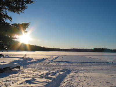 Sunshine on the 

frozen lake