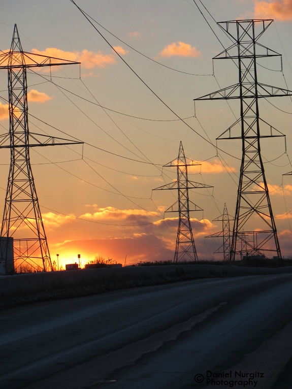 Sun setting beyond the Towers