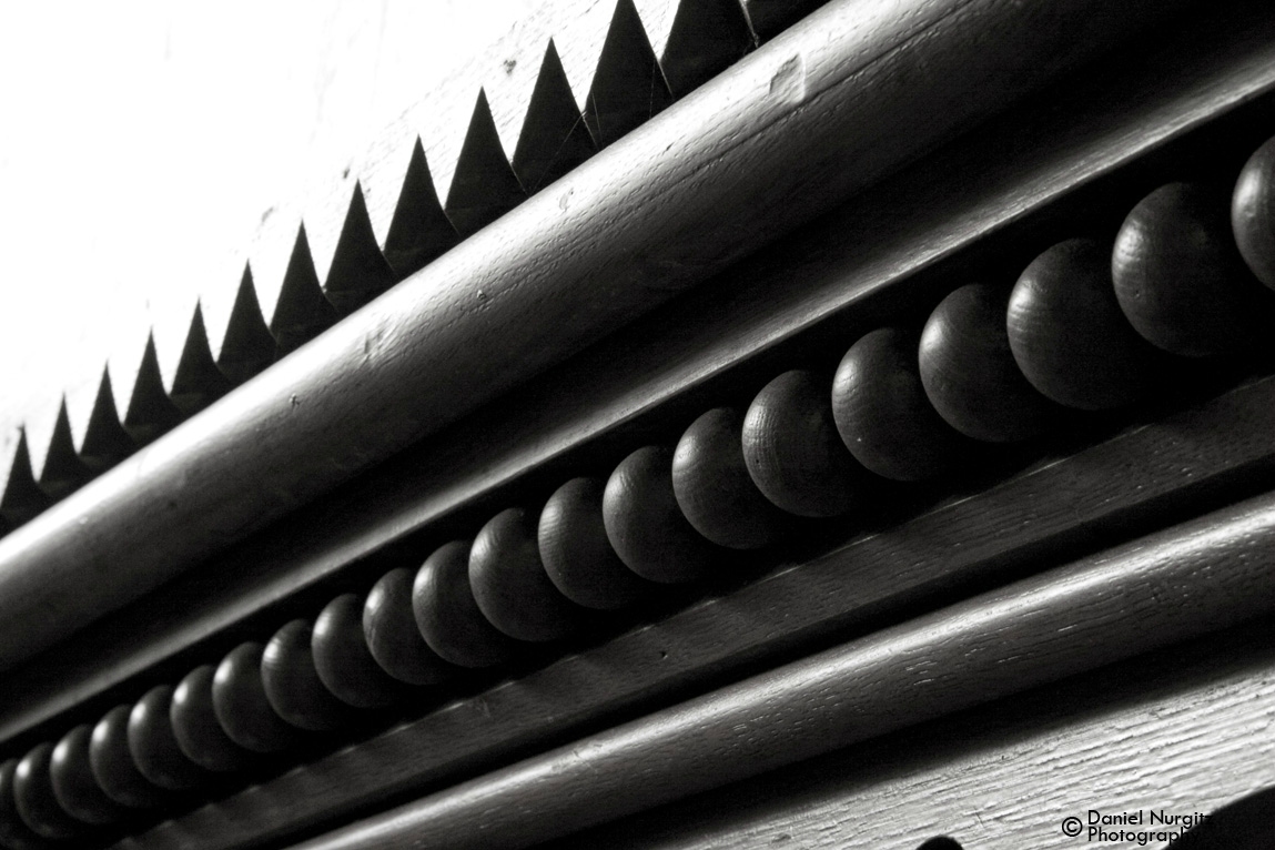 Ornate wooden, study hall adornments, University of Toronto