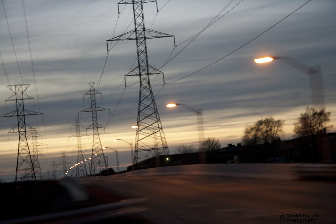 Bus route and hydro tower lane